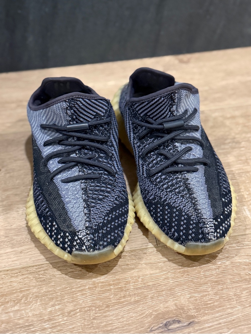 Yeezy Boost 350 V2 Black and Gray Knit Athletic Shoes with Gum Sole